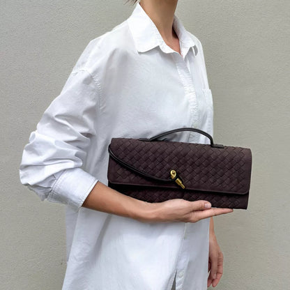 Woven Textured Baguette Bag